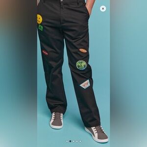 Airwalk khaki chinos chino black pants men’s boys with patches NEW NWT